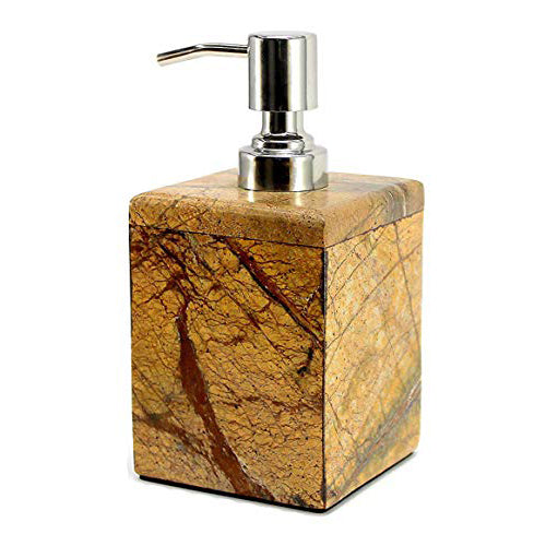 KLEO Soap Dispenser Lotion Dispenser - Bathroom Accessories Bath Set (Brown Square)