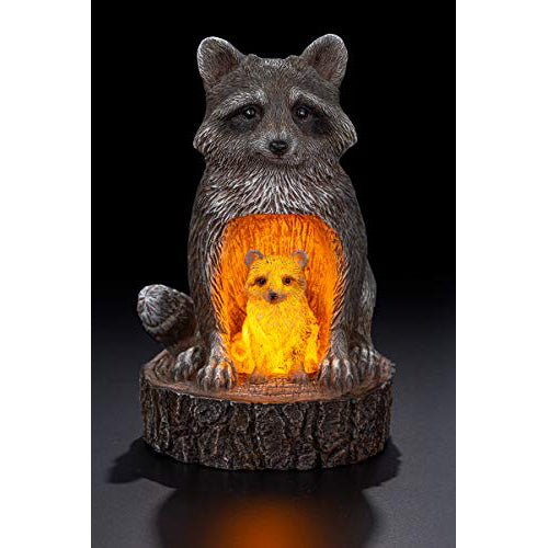 VP Home Mom and Baby Rustic Raccoons Solar Powered LED Garden Light