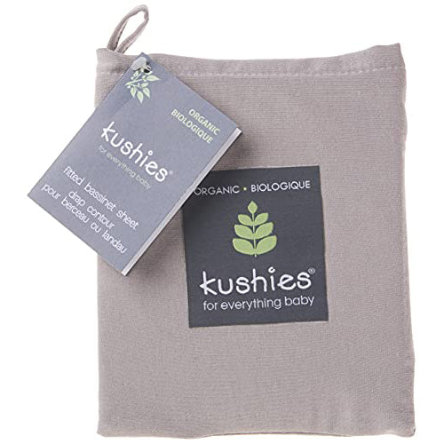Kushies Baby Organic Jersey Bassinet Fitted Sheet, Grey
