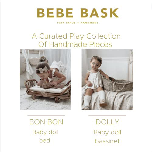 BEBE BASK Premium Baby Doll Bassinet - Handcrafted Baby Doll Moses Basket - Perfect Baby Doll Basket or Baby Doll Basket Carrier - Dreamy Doll Bed - Baby Doll Carrier with Luxe Mattress