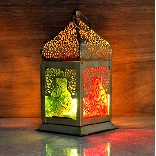 Esplanade 6 Lantern Glass Hanging Lamp Tealight Holder Home Decor Golden