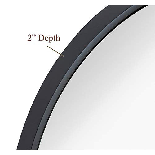 Hamilton Hills 24 inch Circle Black Framed Wall Mirror Large Premium Wooden Mirror for Wall