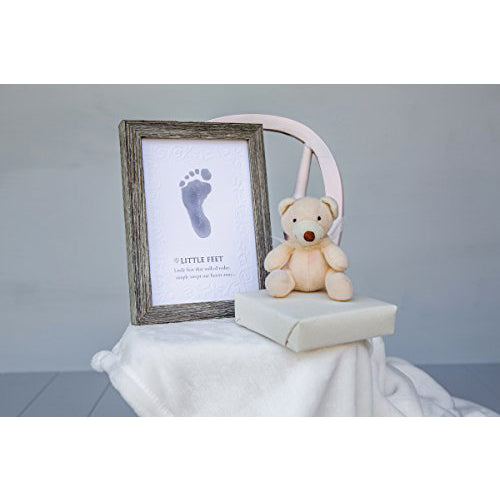 The Grandparent Gift Baby Keepsake Kit Farm House Style Frame, Footprint, Grey