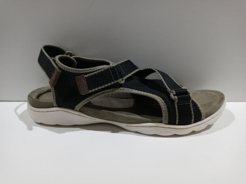 Clarks Amanda Stroll Flat Sandal Black Textile Size 12 Wide Pair Of Shoes