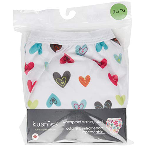 Kushies Baby Waterproof Training Pant 38-44 Pounds Doodle White Hearts XLarge