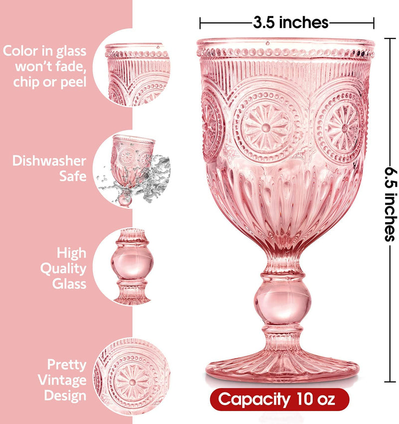 Vintage Style Pressed Glass Flute Pink