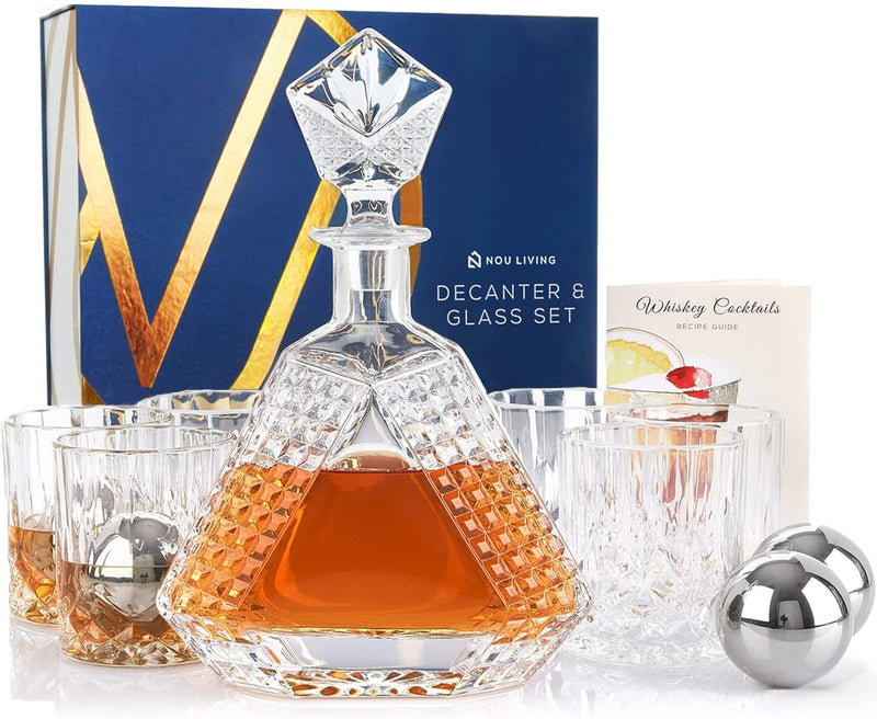 Whiskey Decanter Set with 6 Glasses