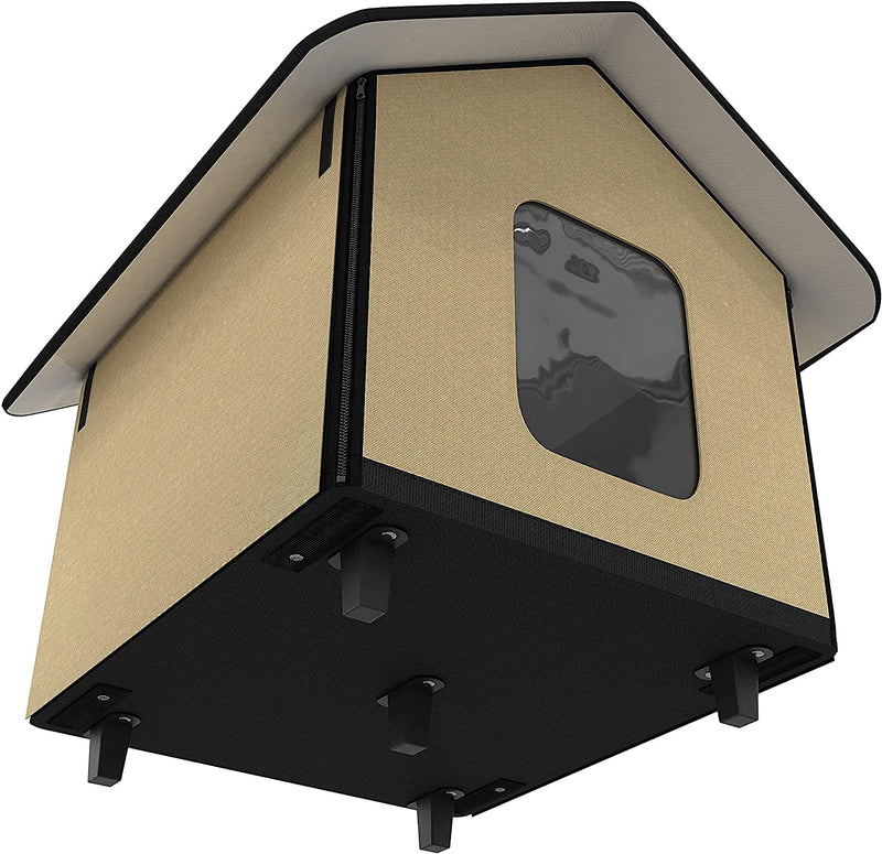 Heated Cat Houses for Indoor Cats, Elevated, Waterproof and Insulated -BEIGE