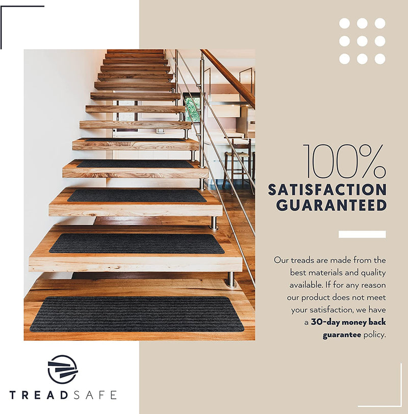 CHARCOAL Treadsafe Non-Slip Carpet Stair Treads 15 Pack