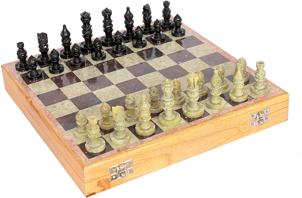 Stonkraft Handcarved Chess Board Stone Inlaid Work Chess Game Board