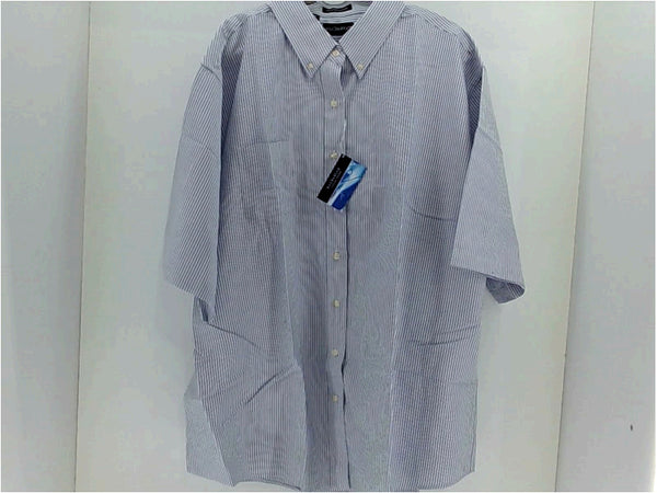 UltraClub Mens Regular Short Sleeve Dress T-Shirt Size 3XLarge White Blue