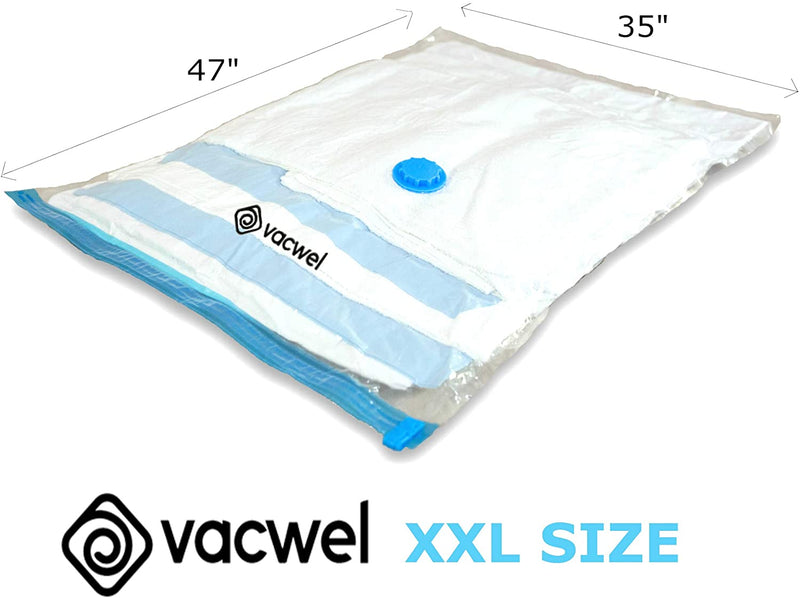 Vacwel Jumbo XXLarge Vacuum Storage Bags 47 x 35 Inch for Clothes Comforters 3x