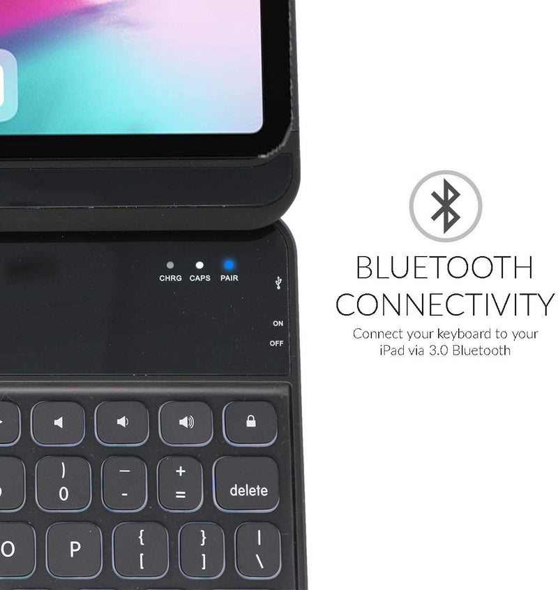 Snugg iPad Pro 12.9 Keyboard Case (2020-4th Gen), Funda de teclado inalámbrico con retroiluminación Bluetooth Negro