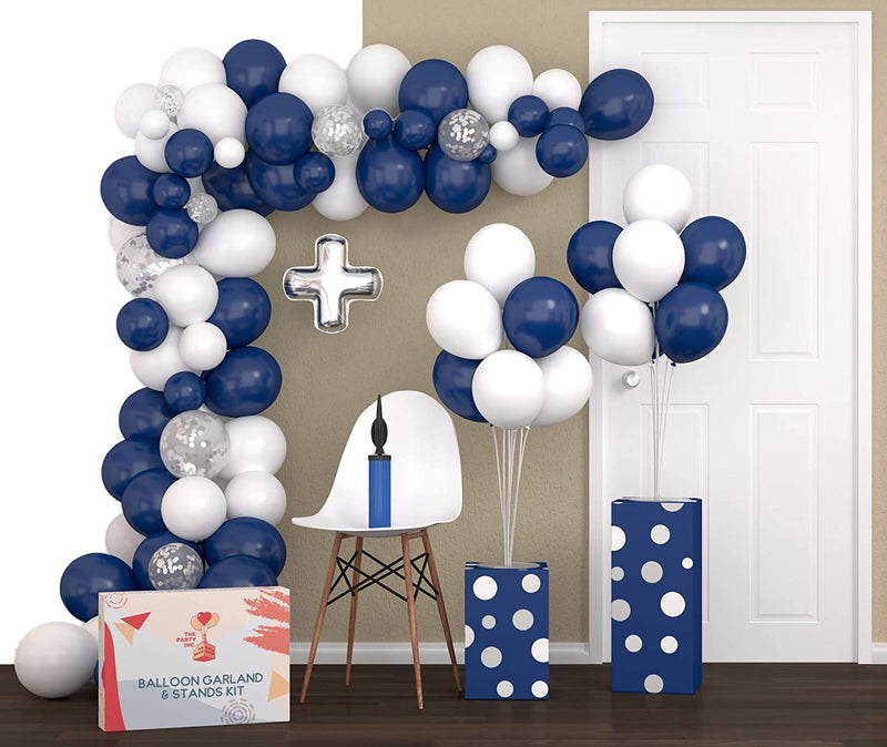 Blue Balloon Arch Kit & Balloon Garland Kit 16 Ft