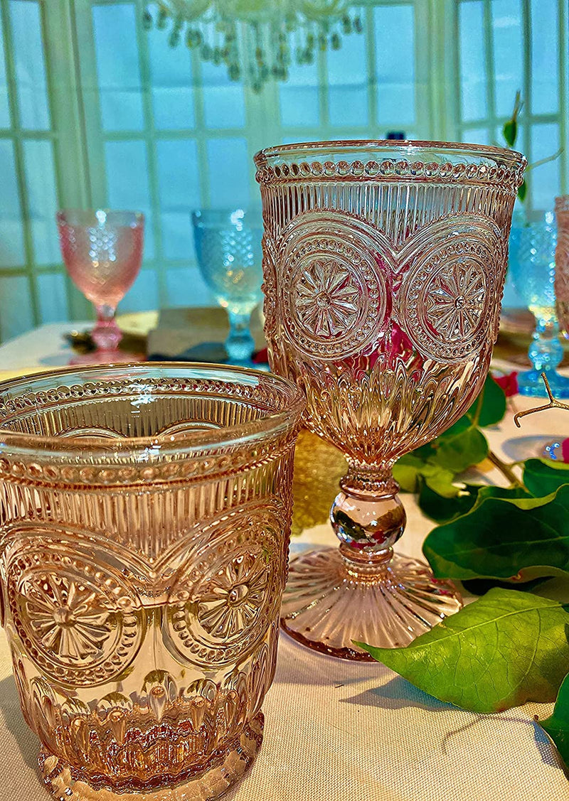 Pink Wine Glasses Set of 6 Dark Pink Goblets