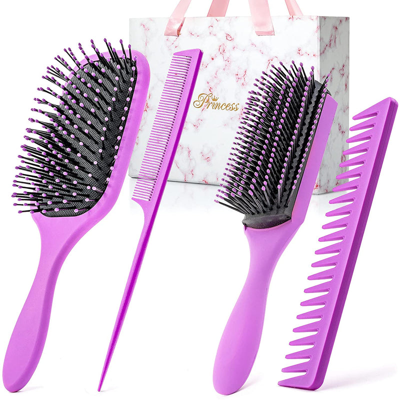 Hairbrush Set Comb Detangling Brush Wet Brush Comb set 4 pcs