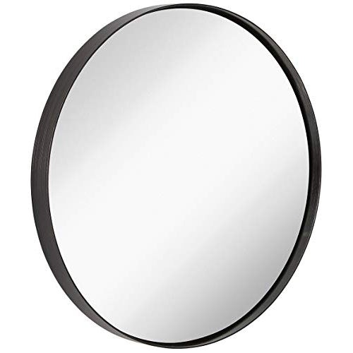 Hamilton Hills 18 Inch Round Mirror Brushed Metal Frame Black