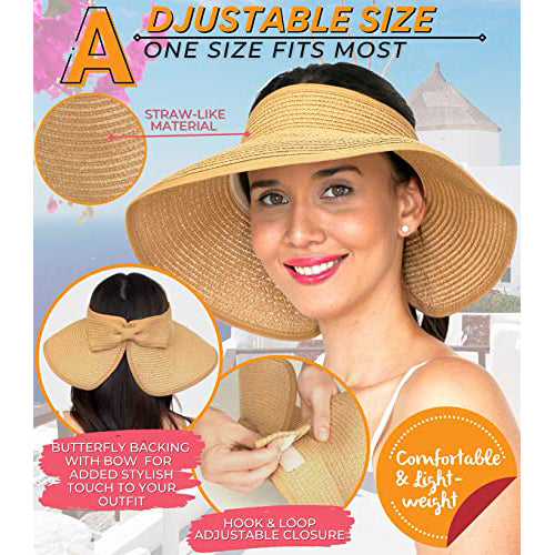 GearTOP Roll Up Sun Hat Wide Brim Foldable UV Protection Khaki