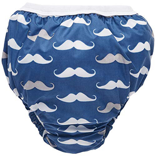 Kushies Baby Waterproof Training Pant 33-38 Pounds Navy Mustache Large