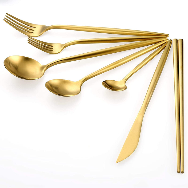 Matte Gold Silverware Utensils Set Stainless Steel 16-piece