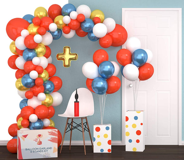 Red White and Blue Balloon Garland Kit & Spiderman Balloon Arch Kit 16Ft
