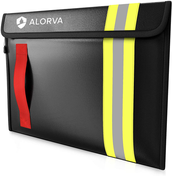 Alorva Fireproof & Water-Resistant Document Bag – 15.5 x 11 x 3-inch Black Pouch
