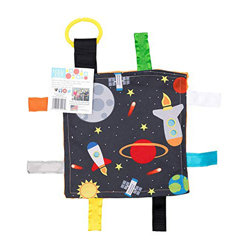 Outer Space Rockets Baby Paper Sensory Crinkle Me & Teething Square 8 X 8 Inch (Outer Space)