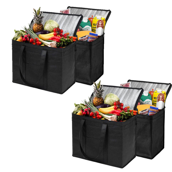 (4 Pack) XL Insulated Food Delivery Bags Grocery